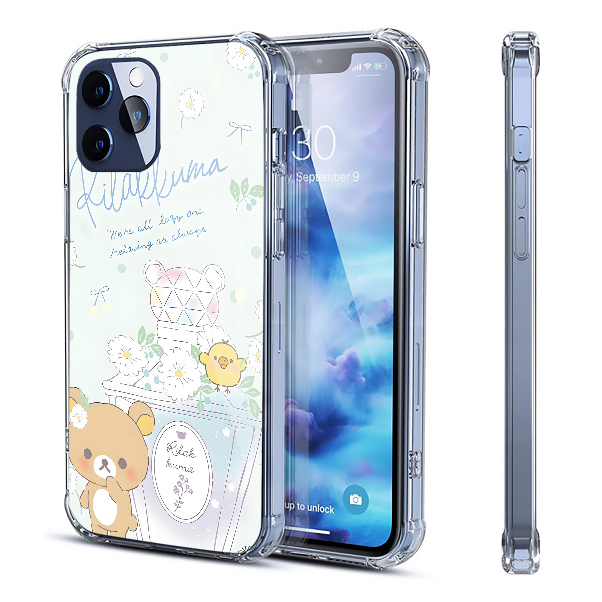 （画像用） リラックマ リラックマ キイロイトリ Rilakkuma Korilakkuma Kiiroitori 【iPhone 12シリーズ対応】透明スマホケース（クリアソフトケース）